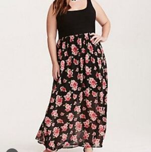 Exilerations Black Lace Top With Floral Attached Sheer Skirt. Size M